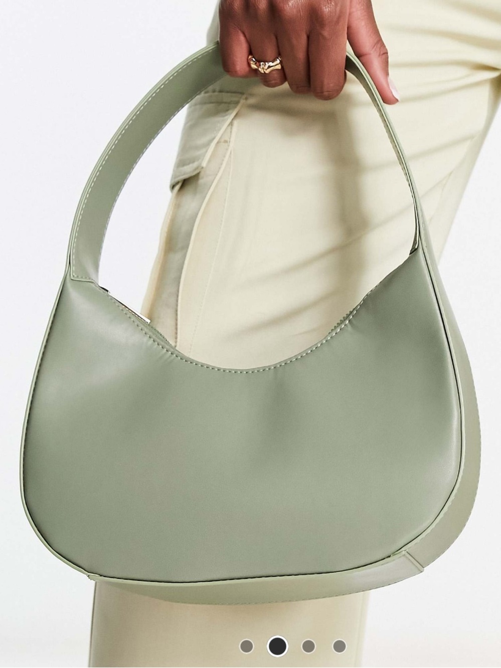 ASOS Curved Shoulder Bag in Sage Green